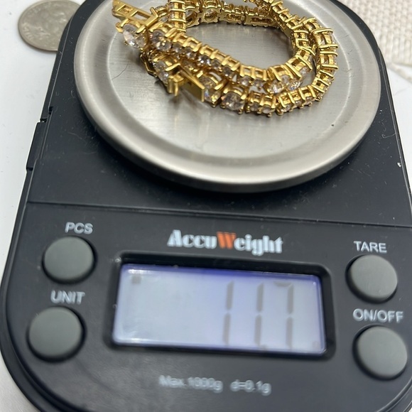 18K Gold Over 925 Silver CZ Tennis Bracelet - 7.25" - Picture 12 of 13
